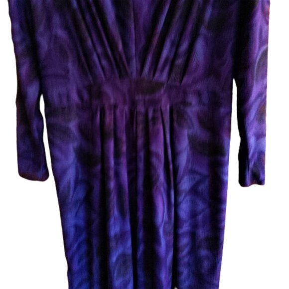 Vintage 80s midi rouched dress in great color - Picture 12 of 14